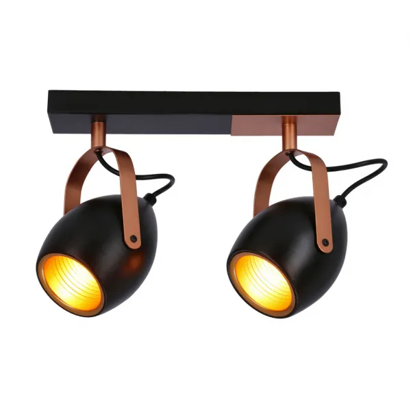 Čierno-medená nastaviteľná bodová lampa E14 2x40W Anica