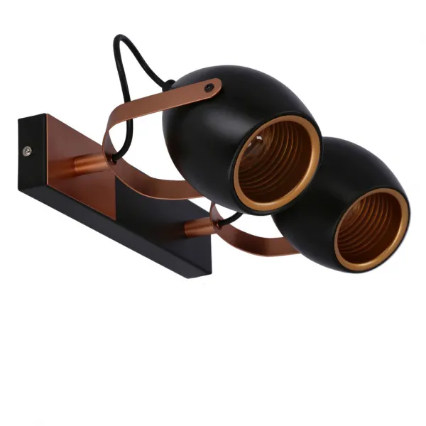 Čierno-medená nastaviteľná bodová lampa E14 2x40W Anica