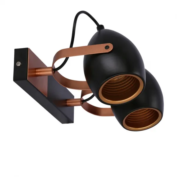 Čierno-medená nastaviteľná bodová lampa E14 2x40W Anica