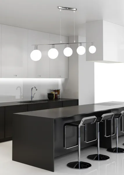 Závesná lampa s chrómovým tienidlom 5xG9 Oden
