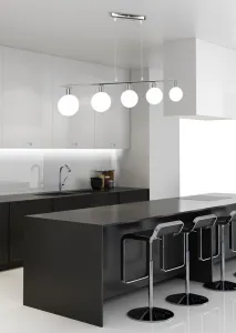 Závesná lampa s chrómovým tienidlom 5xG9 Oden