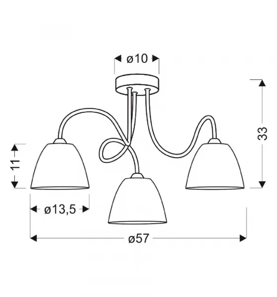 Chrómová stropná lampa, sklenené tienidlo, 3x40W, E14, Elf
