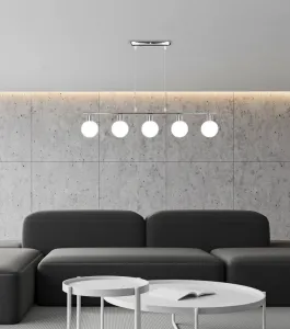Závesná lampa s chrómovým tienidlom 5xG9 Oden