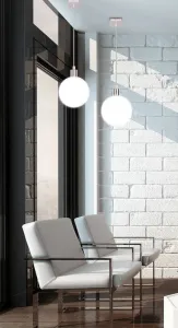 Závesná lampa s bielym tienidlom na guľu 15 cm Oden