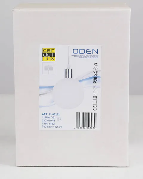 Závesná lampa s bielym tienidlom na guľu 12 cm Oden