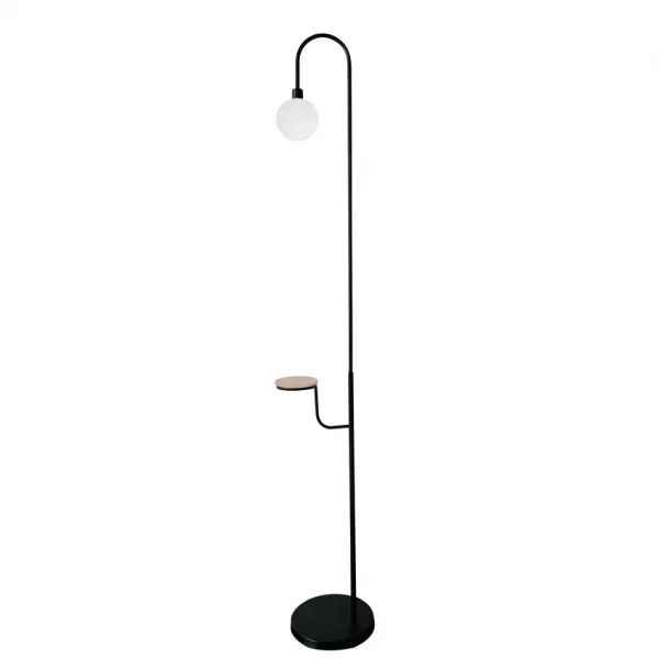 Stojaca lampa čierna polica 173 cm Vanity