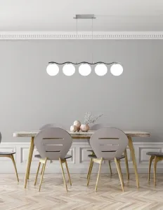 Závesná lampa chróm/biela guľa 5 Ramon