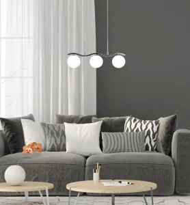 Závesná lampa chróm/biela guľa 3 Ramon