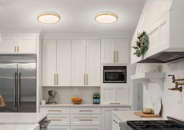LED stropná lampa biela + drevená 24W 4000K lampa Gandava