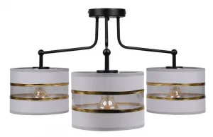 Stropná lampa čierna 3xE27 tienidlo biela + zlatá Andy