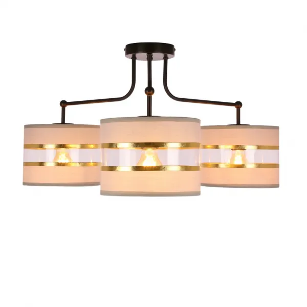 Stropná lampa čierna 3xE27 tienidlo biela + zlatá Andy