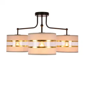 Stropná lampa čierna 3xE27 tienidlo biela + zlatá Andy