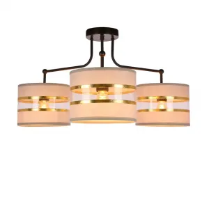 Stropná lampa čierna 3xE27 tienidlo biela + zlatá Andy