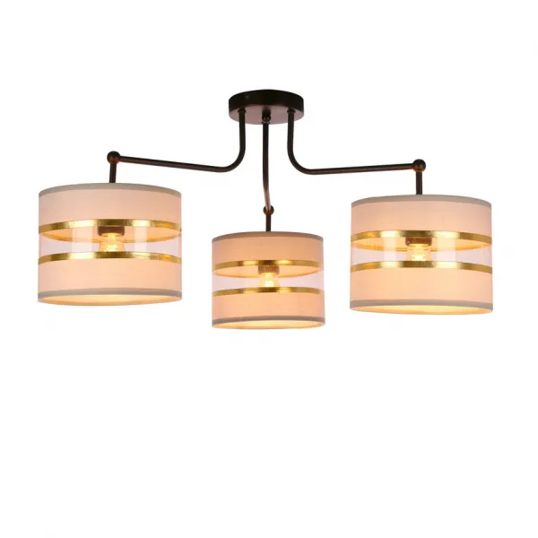 Stropná lampa čierna 3xE27 tienidlo biela + zlatá Andy
