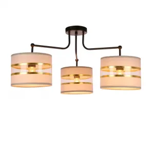 Stropná lampa čierna 3xE27 tienidlo biela + zlatá Andy