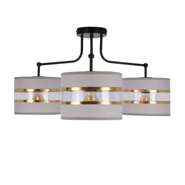 Stropná lampa čierna 3xE27 tienidlo biela + zlatá Andy