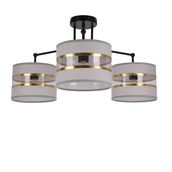 Stropná lampa čierna 3xE27 tienidlo biela + zlatá Andy