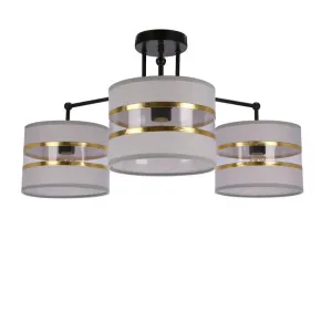 Stropná lampa čierna 3xE27 tienidlo biela + zlatá Andy
