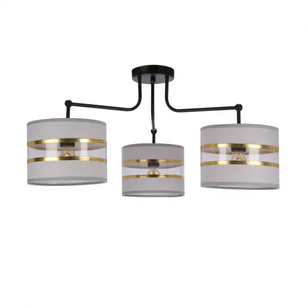 Stropná lampa čierna 3xE27 tienidlo biela + zlatá Andy