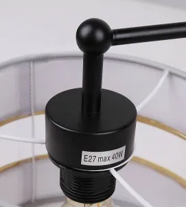 Stropná lampa čierna 3xE27 tienidlo biela + zlatá Andy
