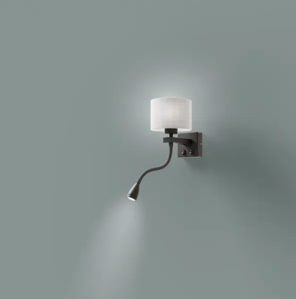 Čiernosivá nástenná lampa s LED lampou na čítanie Polo