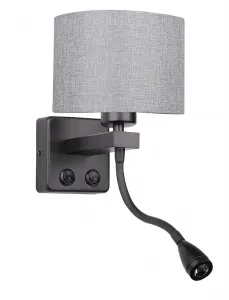 Čiernosivá nástenná lampa s LED lampou na čítanie Polo