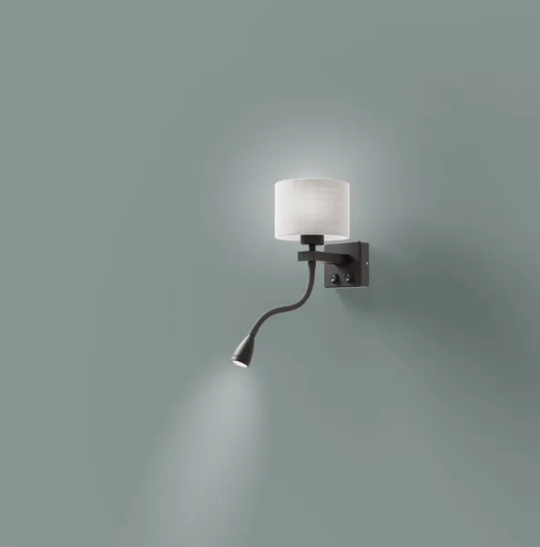 Čiernosivá nástenná lampa s LED lampou na čítanie Polo