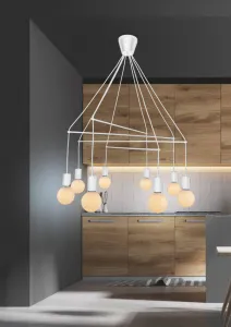 Závesná lampa matná biela 8xE27 dvojitý okruh Alto