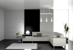 Závesná lampa biela + drevo 3xE27 IZZY