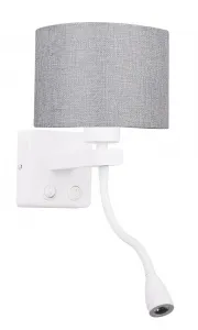 Bielo-sivá nástenná lampa s LED lampou na čítanie Polo
