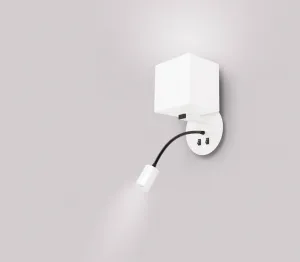 Biela hotelová nástenná lampa s LED lampou na čítanie Magnum