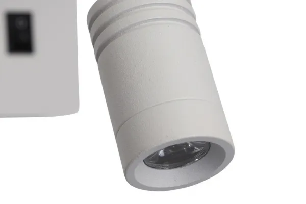 Biela hotelová nástenná lampa s LED lampou na čítanie Magnum