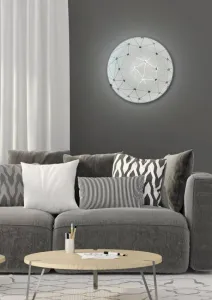 Stropné svietidlo zo skla biele okrúhle, nástenné, 60W, Rock