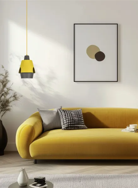 Závesná lampa žltá/sivá E27 Falun Ledea