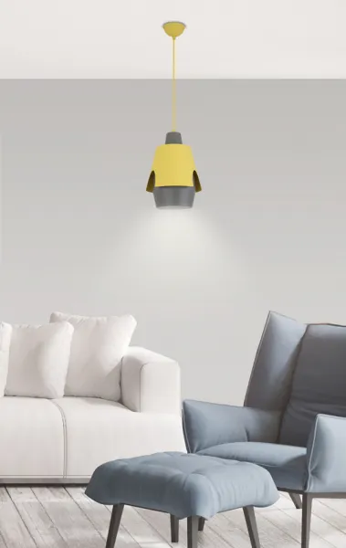 Závesná lampa žltá/sivá E27 Falun Ledea