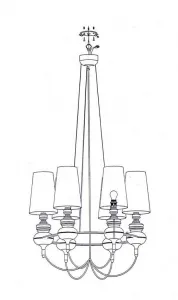 Červená závesná lampa, nastaviteľná, luster, 6xE14, Decoria