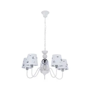 Biely luster závesná lampa 5xE14 Batley Ledea