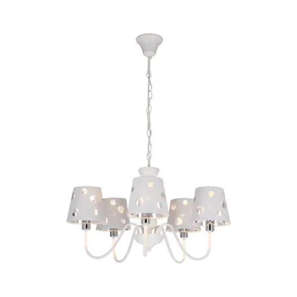 Biely luster závesná lampa 5xE14 Batley Ledea