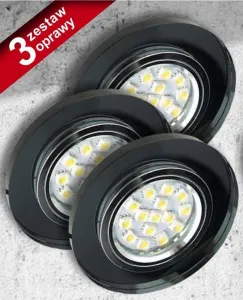 Sada troch čiernych svietidiel Ss-15 bez žiarovky