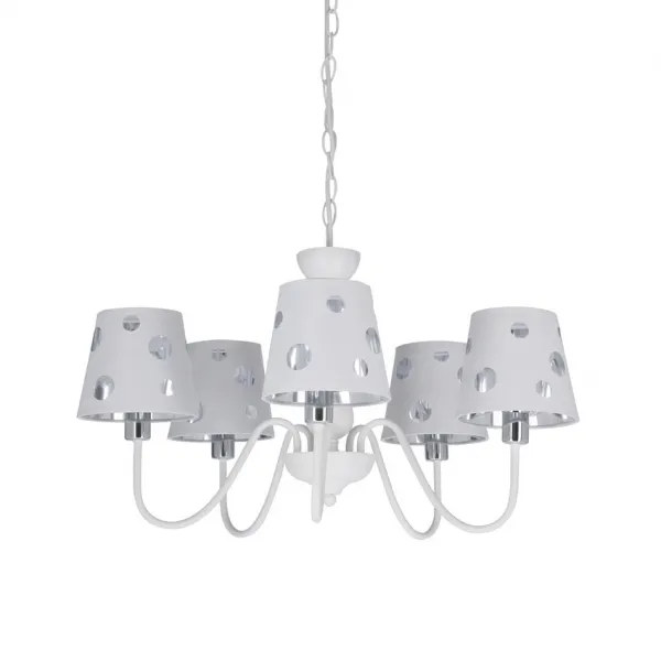Biely luster závesná lampa 5xE14 Batley Ledea