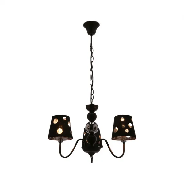 Čierna závesná lampa s lustrom 3xE14 Batley Ledea