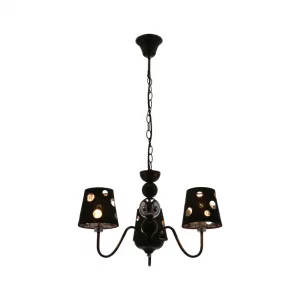 Čierna závesná lampa s lustrom 3xE14 Batley Ledea