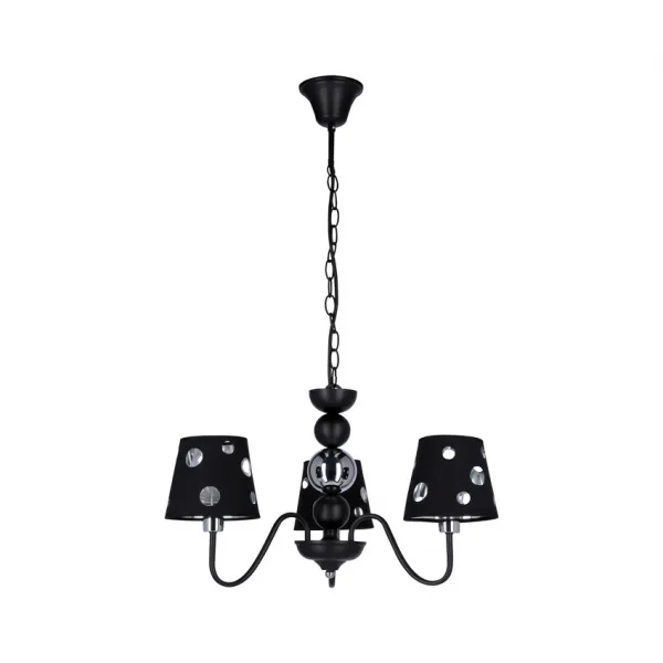 Čierna závesná lampa s lustrom 3xE14 Batley Ledea