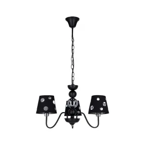 Čierna závesná lampa s lustrom 3xE14 Batley Ledea