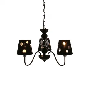 Čierna závesná lampa s lustrom 3xE14 Batley Ledea