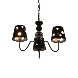 Čierna závesná lampa s lustrom 3xE14 Batley Ledea