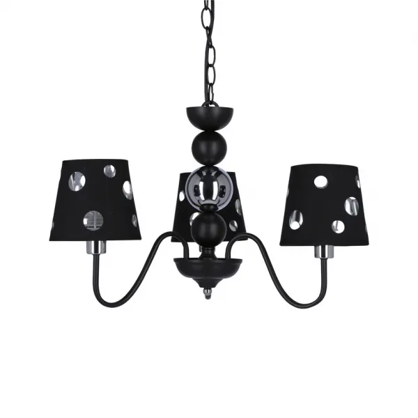Čierna závesná lampa s lustrom 3xE14 Batley Ledea
