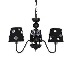 Čierna závesná lampa s lustrom 3xE14 Batley Ledea