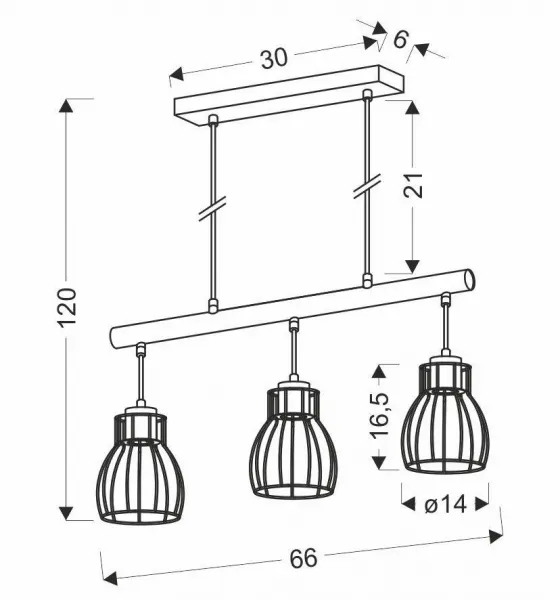 Závesná lampa čierna 3x60W Bernita