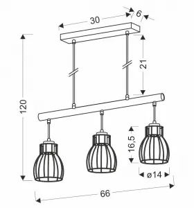 Závesná lampa čierna 3x60W Bernita